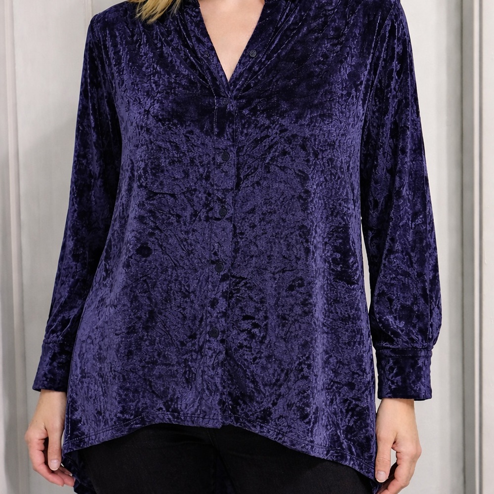 Anthropologie Velvet Tunic in Deep Blue
